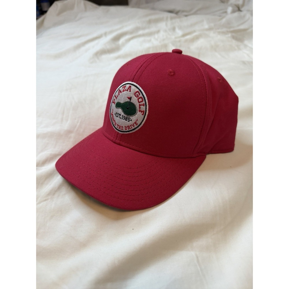 Vtg Plaza Golf Hat SnapBack Established 1985 Red Mens Cap